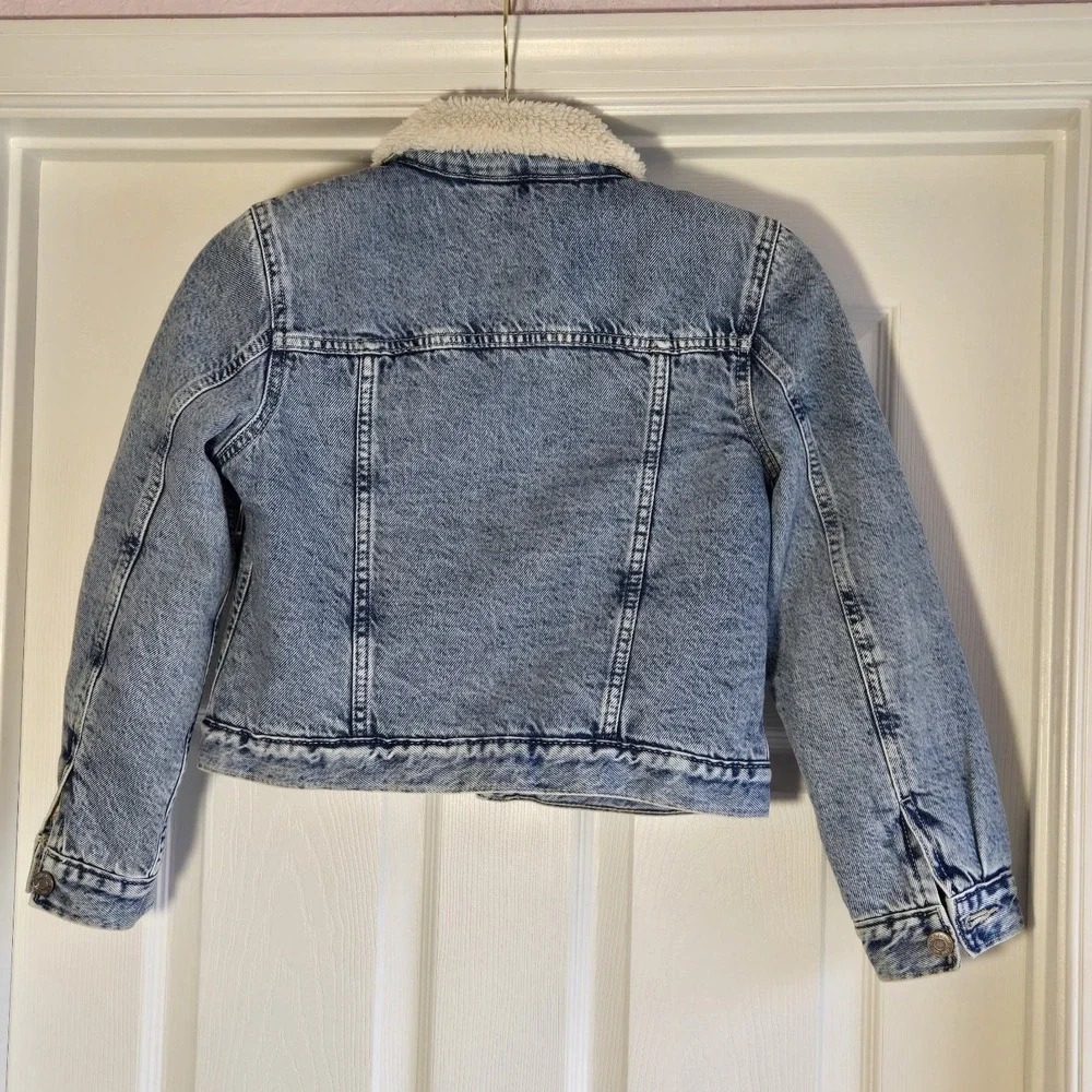 Gap Denim‎ Kid's Sherpa Lined Jacket Girl's Size L 10 Unisex Snap Front